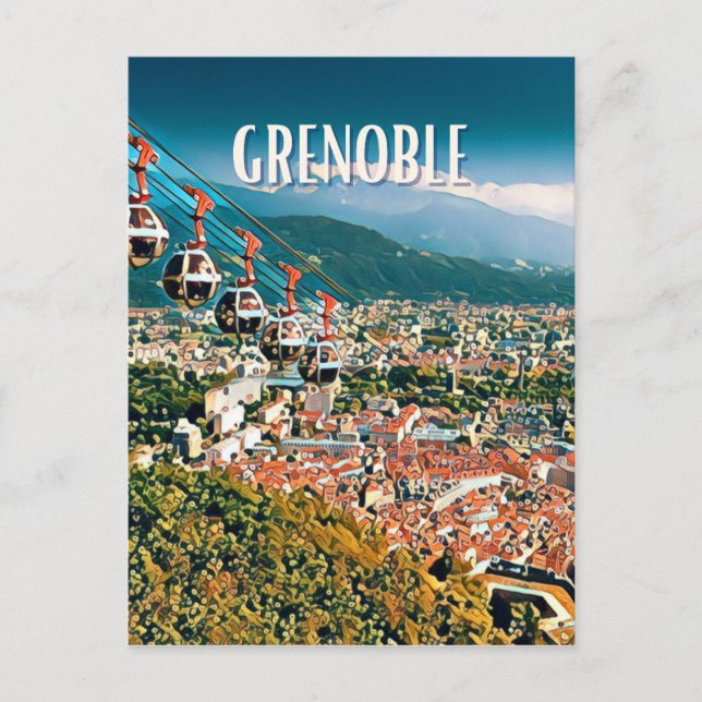 Grenoble Foto Vintage Postkarte (Vorderseite)