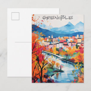Grenoble Frankreich Reise Stadt Malerei Ästhetik Postkarte