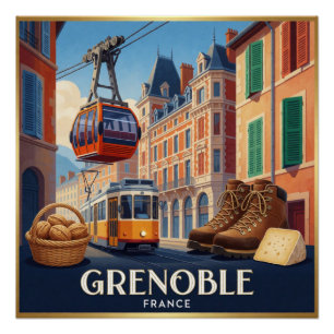 Grenoble Frankreich Touristenstadt Collage Poster