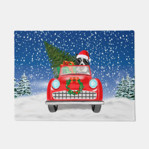 Grenz Collie Dog Auto fahren im Schnee Weihnachten Fußmatte