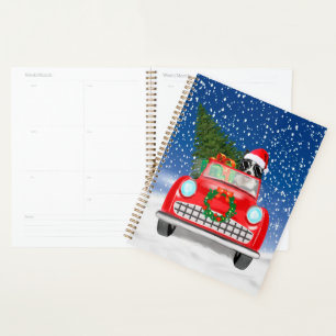 Grenz Collie Dog Auto fahren im Schnee Weihnachten Planer