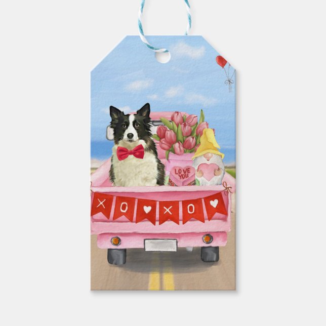 Grenz Collie Dog Valentine's Day Lkw Herz Geschenkanhänger (Vorderseite)