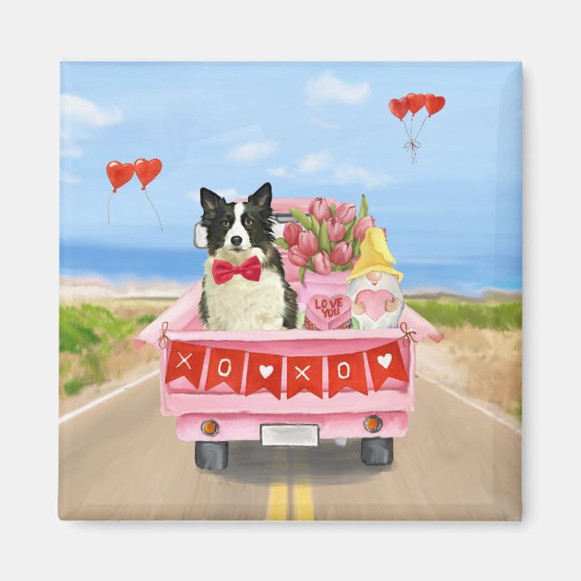 Grenz Collie Dog Valentine's Day Lkw Herz Magnet (Vorne)