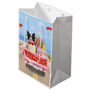 Grenz Collie Dog Valentine's Day Lkw Herz Mittlere Geschenktüte