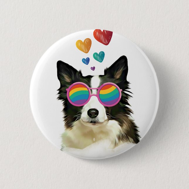 Grenz-Collie-Hund am HerzValentinstag Button (Vorderseite)