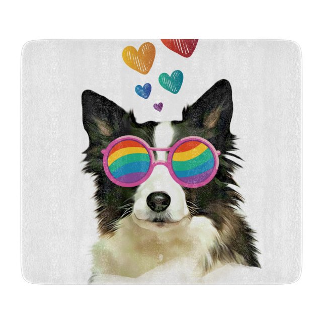 Grenz-Collie-Hund am HerzValentinstag Schneidebrett (Vorderseite)
