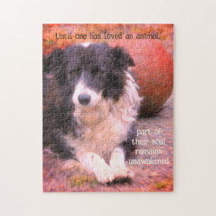 Grenz-Collie und Ball Hunde Kunst Inspiration Puzzle