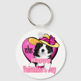 Grenz-Collie-Valentinstag-Geschenke Schlüsselanhänger