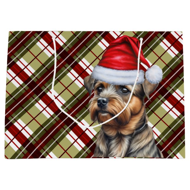 Grenz Terrier Dog Lover Rot und Grün Urlaub Große Geschenktüte (Vorderseite)