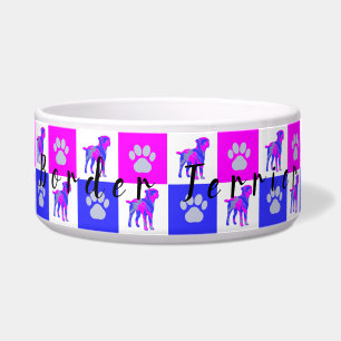 Grenz Terrier Dog & Paw Hot Pink und Blue Bowl Napf