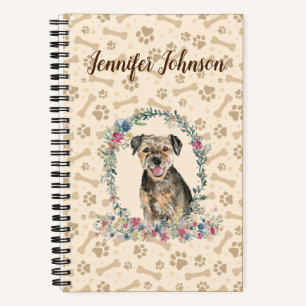 Grenz Terrier Dog Paw Print & Floral Niedlich Notizbuch