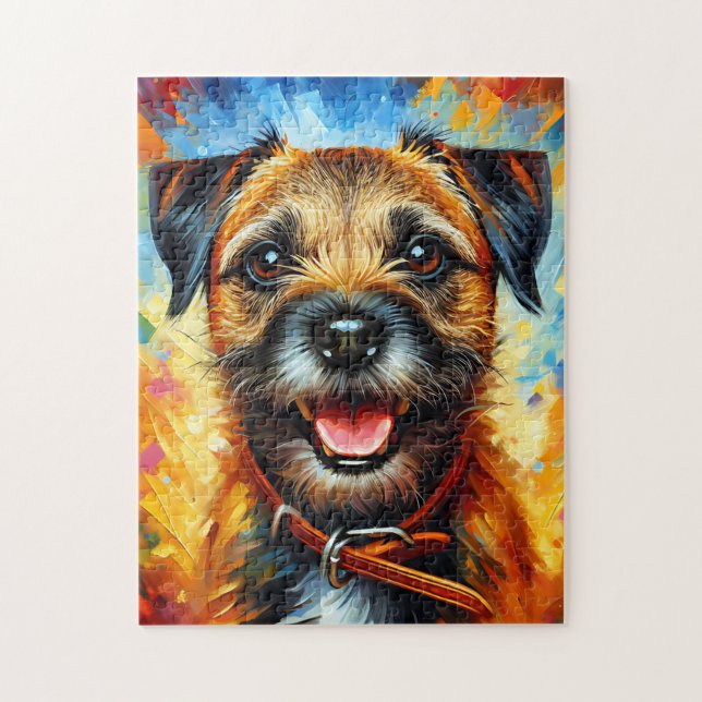 Grenz Terrier Dog Portrait Akrylkkunstdruckhund Puzzle (Vertikal)