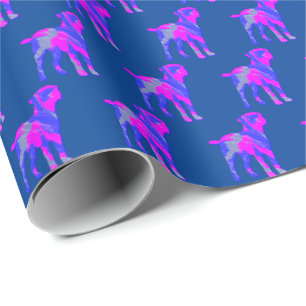 Grenz Terrier Dog Silhouette Rosa/Blau blaues Gesc Geschenkpapier