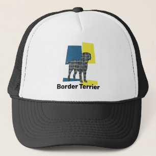 Grenz Terrier Dog Silhouette Tricolor Grid Truckerkappe