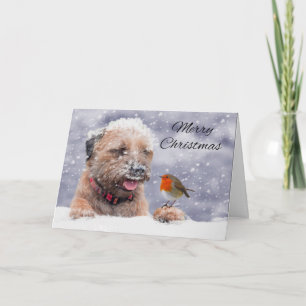 Grenz Terrier Hund im Schnee, frohe Weihnachten