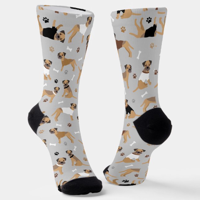 Grenz-Terrier-Knochen und Paws Socken (Gewinkelt)