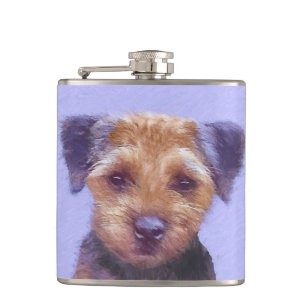 Grenz-Terrier-Malerei - Niedliche Original-Hunde-K Flachmann