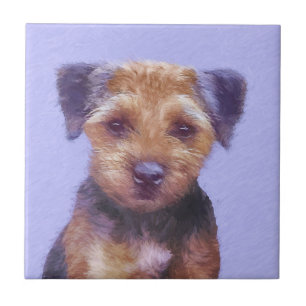 Grenz-Terrier-Malerei - Niedliche Original-Hunde-K Fliese
