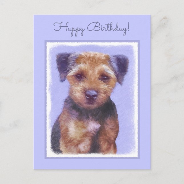 Grenz-Terrier-Malerei - Niedliche Original-Hunde-K Postkarte (Vorderseite)