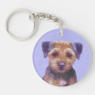 Grenz-Terrier-Malerei - Niedliche Original-Hunde-K Schlüsselanhänger