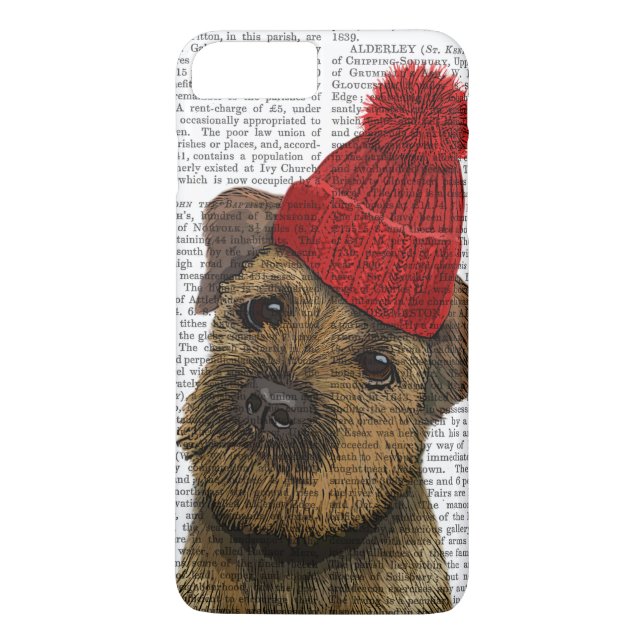Grenz-Terrier mit Red Bobble Hat 3 Case-Mate iPhone Hülle (Rückseite)