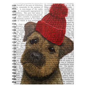 Grenz-Terrier mit Red Bobble Hat 3 Notizblock
