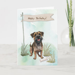 Grenz-Terrier-Rasse Hund unter Geburtstagszeichen Karte