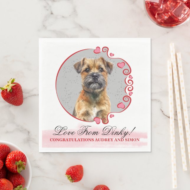 Grenz Terrier Red Heart Frame Hund Foto Serviette (Beispiel)