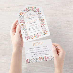 Grenz von Blätter und Beeren pro Hochzeit All In One Einladung