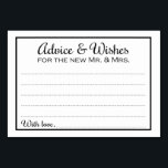 Grenzberatung und Wünsche für neue Frau Cards Tischnummer<br><div class="desc">Diese eleganten Hochzeitsratschläge und Wunschkarten sind die perfekte Ergänzung zu Ihrem Hochzeitsempfang. Dieses Design zeichnet sich durch eine klassische, schlichte schwarze Grenze mit dem Text "Ratschläge & Wünsche für den neuen Mr. und Mrs." aus, in einer Kombination aus kalligrafischen und einfachen schwarzen Schriftart. Die Karte bietet den Gästen Platz, um...</div>