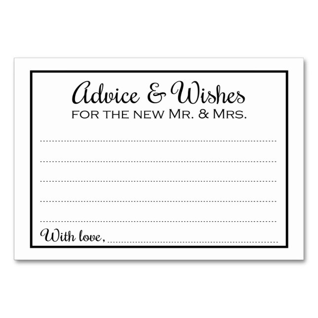 Grenzberatung und Wünsche für neue Frau Cards Tischnummer (Vorderseite)