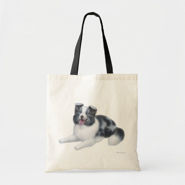 Grenzcollie blaue Merle Taschen-Tasche Tragetasche (Vorne)