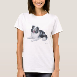 Grenzcollie blaues Merle Babydoll-Shirt T-Shirt