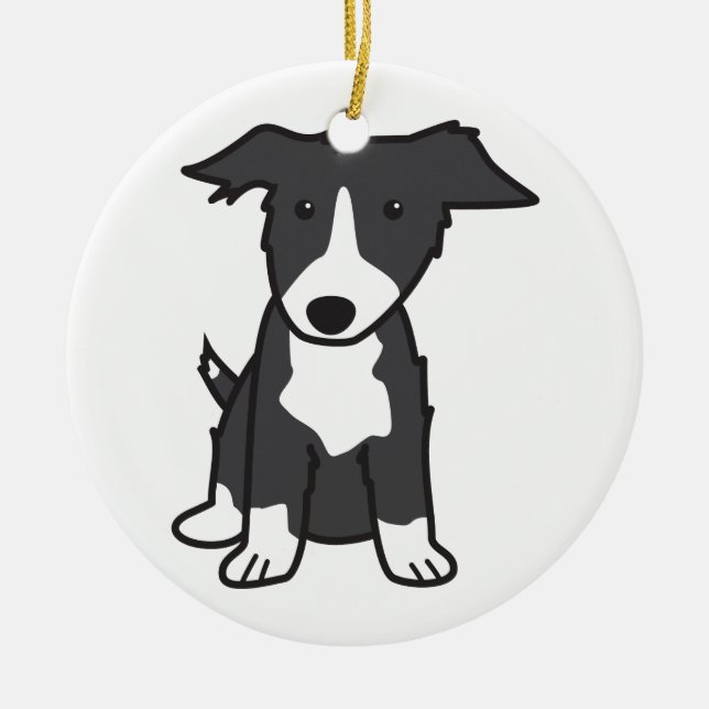 Grenzcollie-HundeCartoon Keramikornament (Vorne)