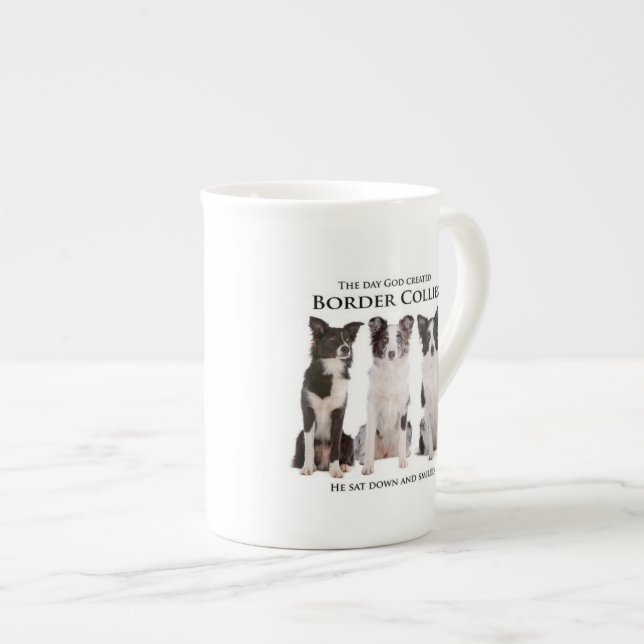 Grenzcollie-Knochen-China-Tasse Prozellantasse (Vorderseite Rechts)