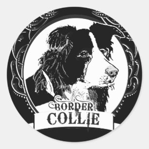 Grenzcollie-T - Shirt Runder Aufkleber