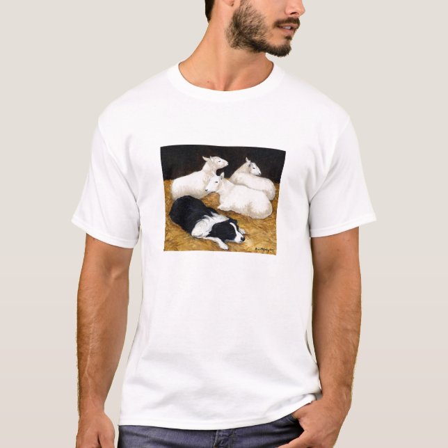 "Grenzcollie-und -schaf-" Hundekunst-T - Shirt (Vorderseite)