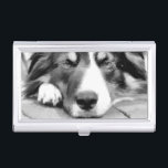 GRENZCOLLIE VISITENKARTEN DOSE<br><div class="desc">Eine schwarz-weiße Aquarellfarbe mit einer schönen Randfarbe.</div>