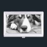 GRENZCOLLIE VISITENKARTEN DOSE<br><div class="desc">Eine schwarz-weiße Aquarellfarbe mit einer schönen Randfarbe.</div>
