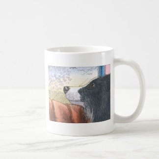 Grenzcolliehund wartete in Auto Tasse