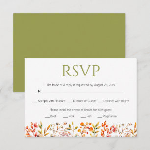 Grenze der Blätter und Beeren Olivenöl RSVP Karte