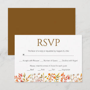 Grenze der braunen Hochzeit von Blätter und Beeren RSVP Karte