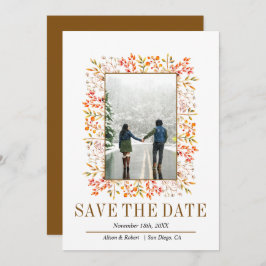 Grenze der braunen Hochzeit von Blätter und Beeren Save The Date