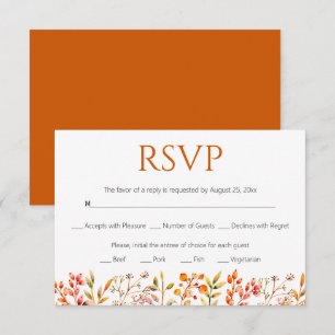 Grenze der Orangenhochzeit von Blätter und Beeren RSVP Karte