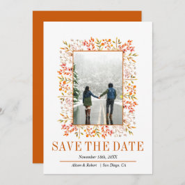 Grenze der Orangenhochzeit von Blätter und Beeren Save The Date