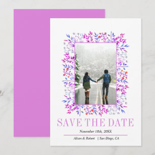 Grenze von Blätter und Beeren lila Save The Date