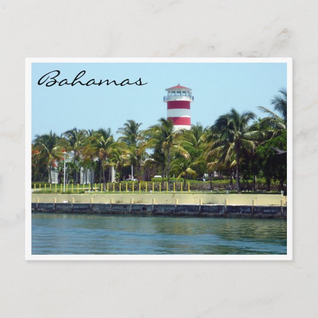 Grenze zum Leuchtturm Bahamas Postkarte (Vorderseite)