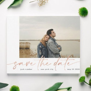 grenzenlos Moderne Schlicht Blush Foto Rose Gold Save The Date