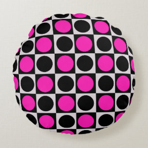 Grenzförmige geometrische rosa Polka-Punkte Rundes Kissen