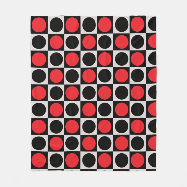 Grenzförmige rote Polka-Punkte mit gekreuzter Geom Fleecedecke (Vorderseite)
